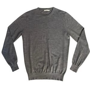 SuitSupply Size M 100% Merino Wool Crewneck Sweater Lightweight Grey Gray